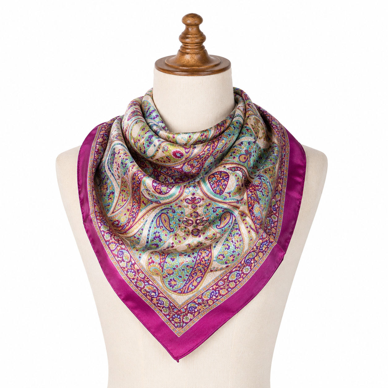 Pink Ethnic Print Silk Foulard Foulard